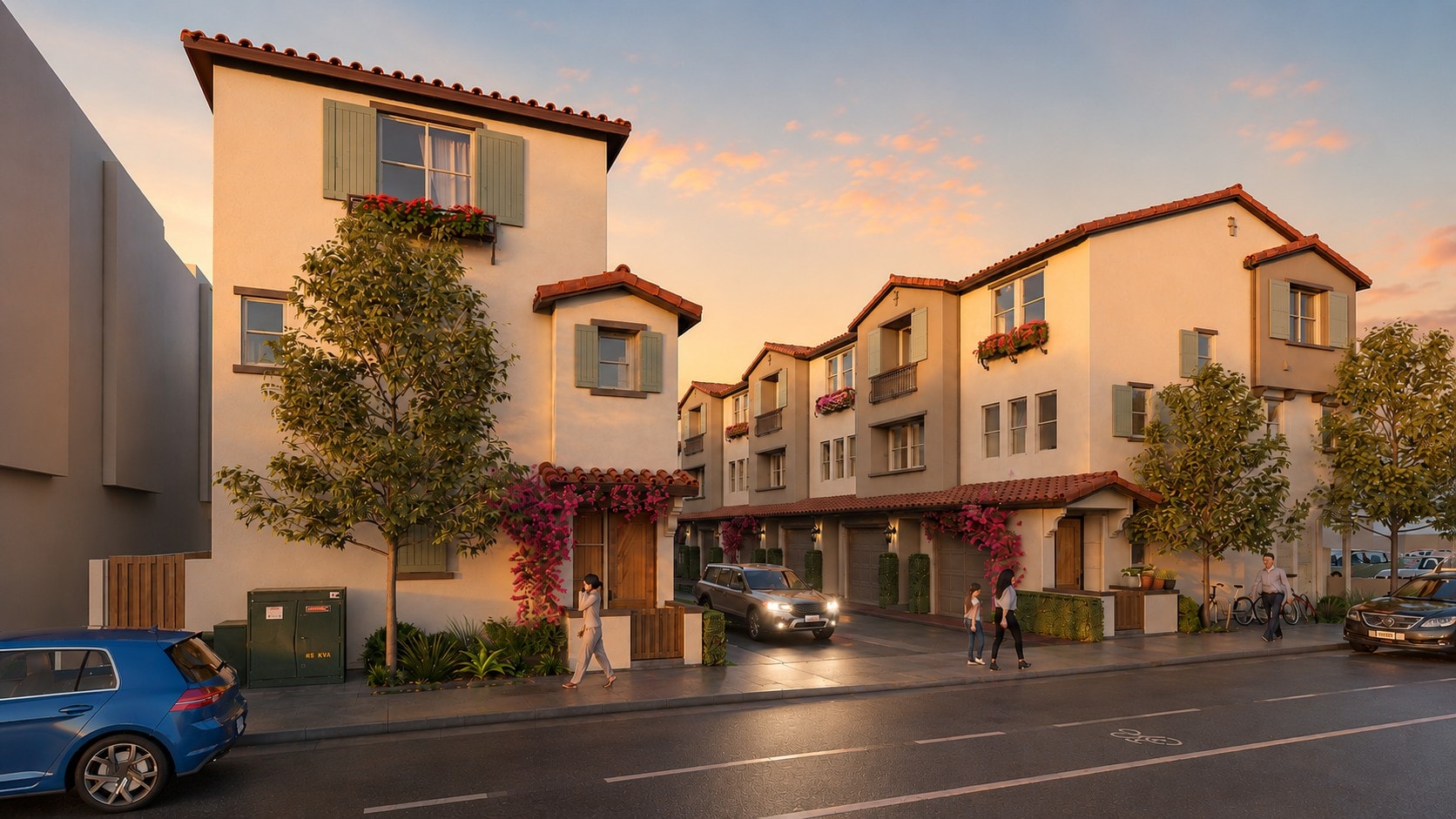 Street view rendering — sunset
